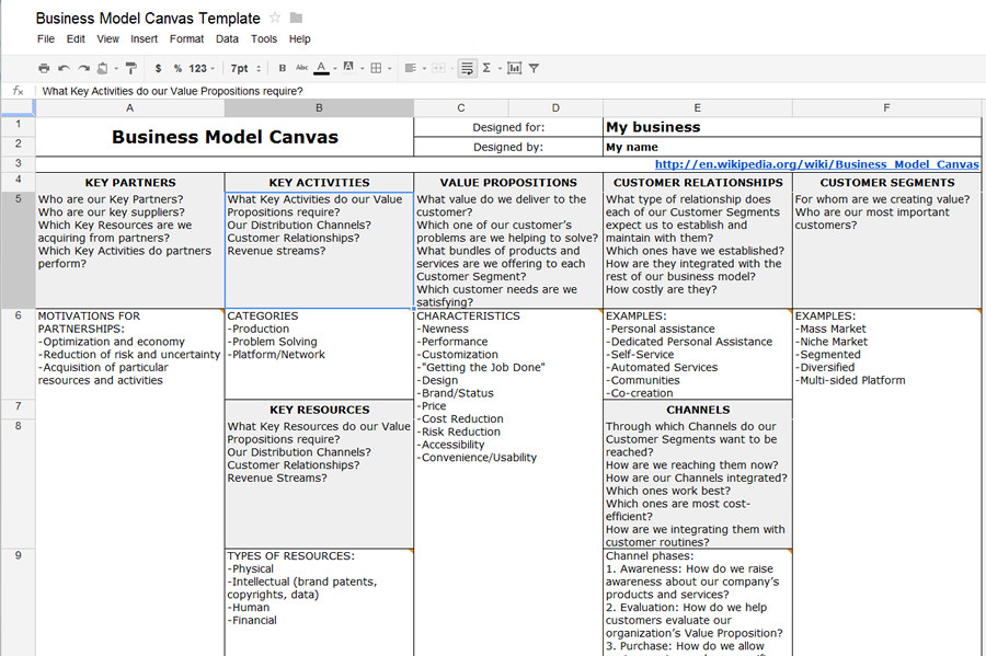 How to create a Business Model Canvas with MS Word or