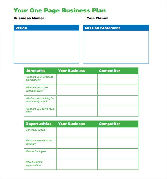 e Page Business Plan Template 10 Download Free