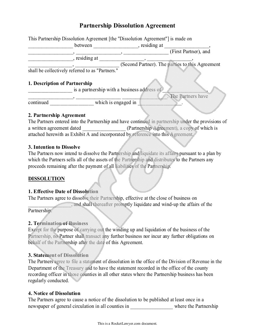 Partnership Dissolution Agreement Form With Sample