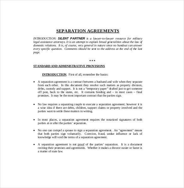 Separation Agreement Template – 14 Free Word PDF