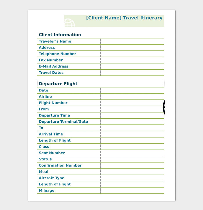 Business Travel Itinerary Template 23 Word Excel & PDF