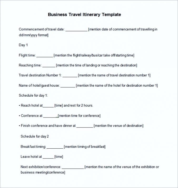 Free Trip & Business Travel Itinerary Template