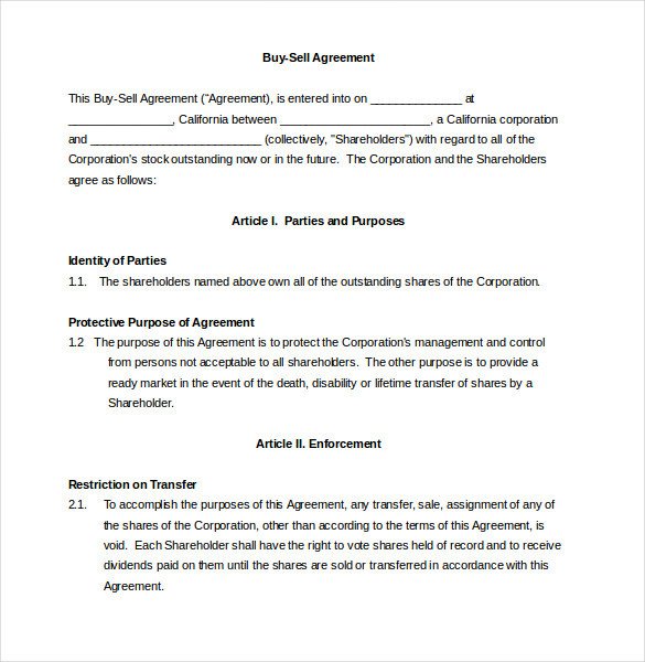 25 Buy Sell Agreement Templates Word PDF