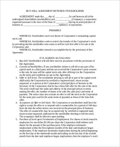 8 Buy Sell Agreement Form Samples Word PDF