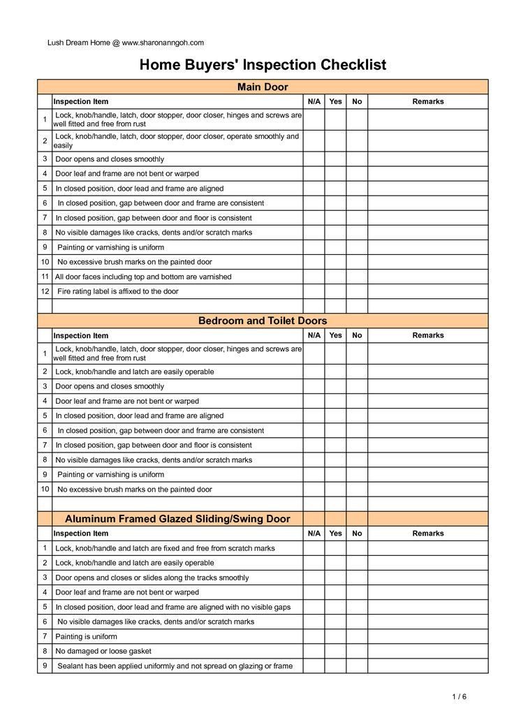 Home Inspection Checklist To Do List Template