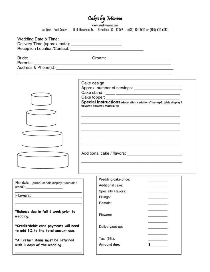 Cake Order Form DOC cakepins Cake