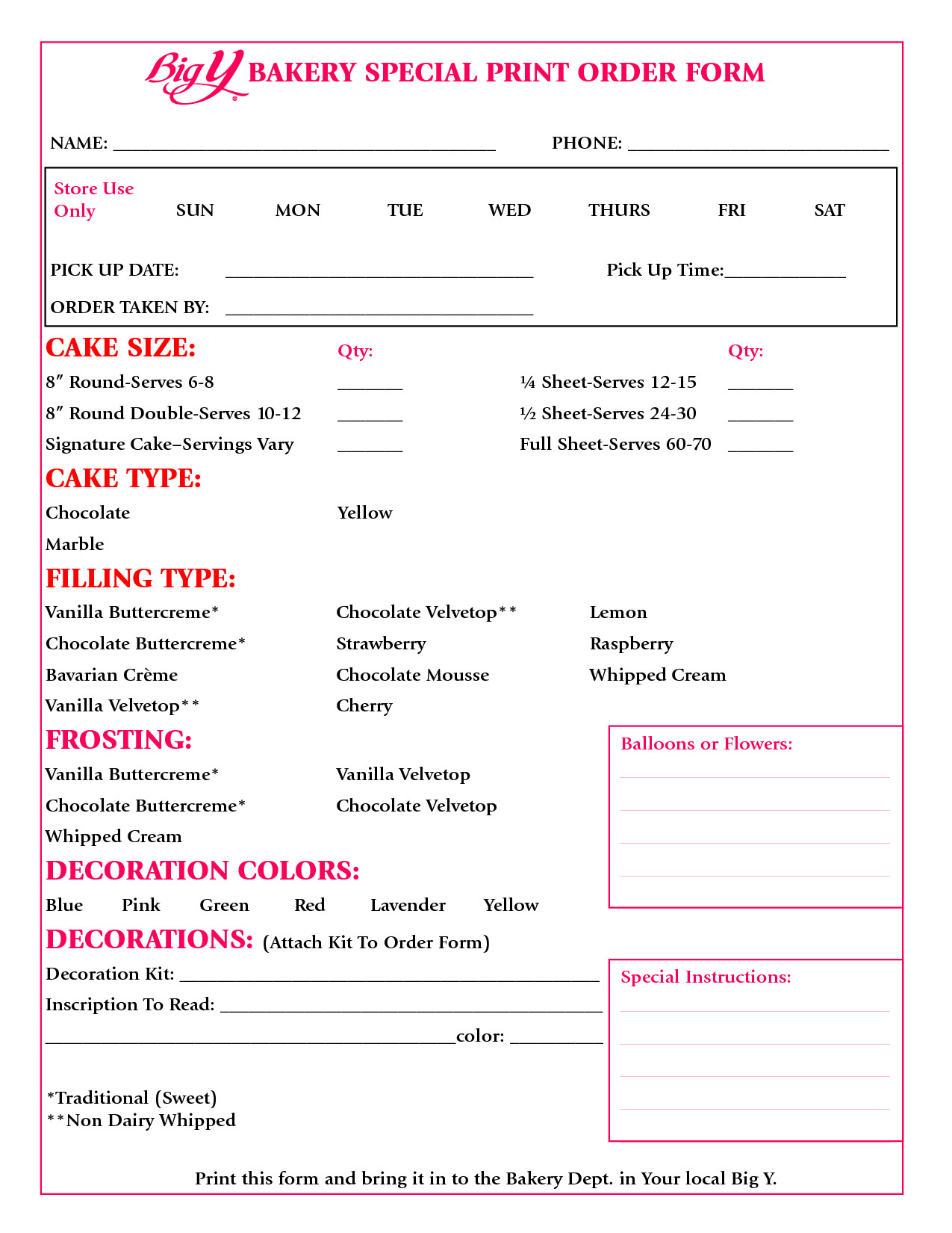 cake order form Google Search