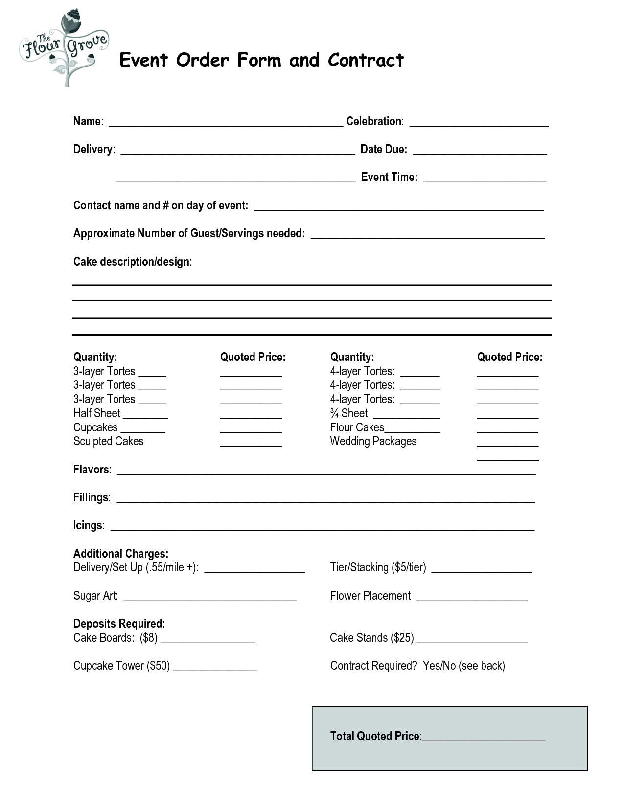 cake order contract Event Order Form and Contract