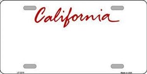 California Blank License Plate