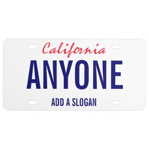 California Custom License Plate