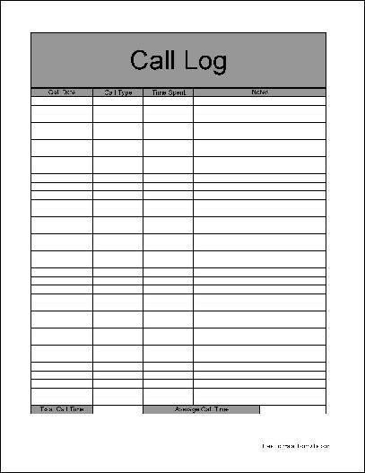 4 Sales Call Log Excel Templates Excel xlts