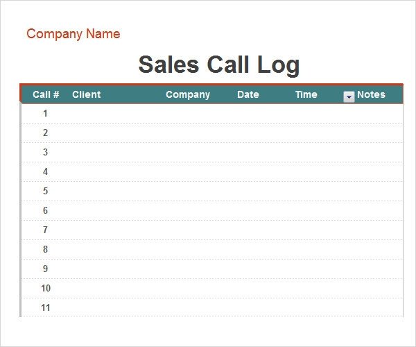 Call Log Template 11 Download Free Documents in PDF Word