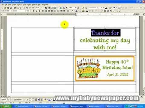 Creating Candy Bar Wrappers using MS Word