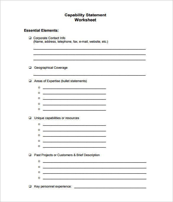 14 Capability Statement Templates PDF Word Pages