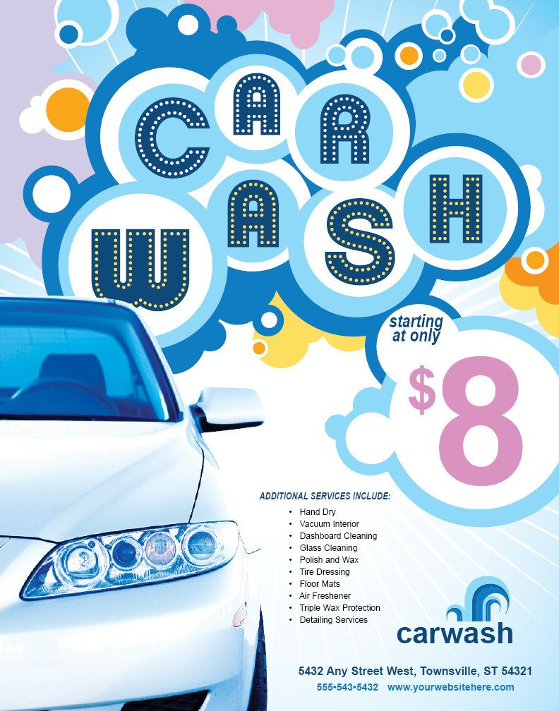 Beaufiful Car Wash Flyer Template 9 Free Car Wash