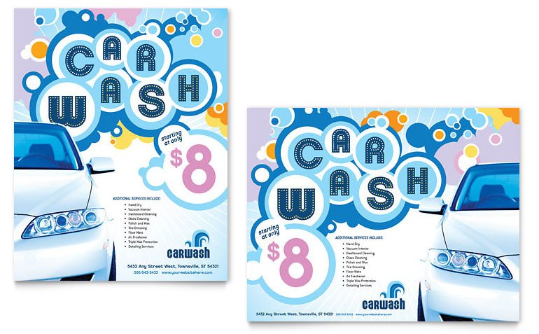 Car Wash Poster Template Word & Publisher