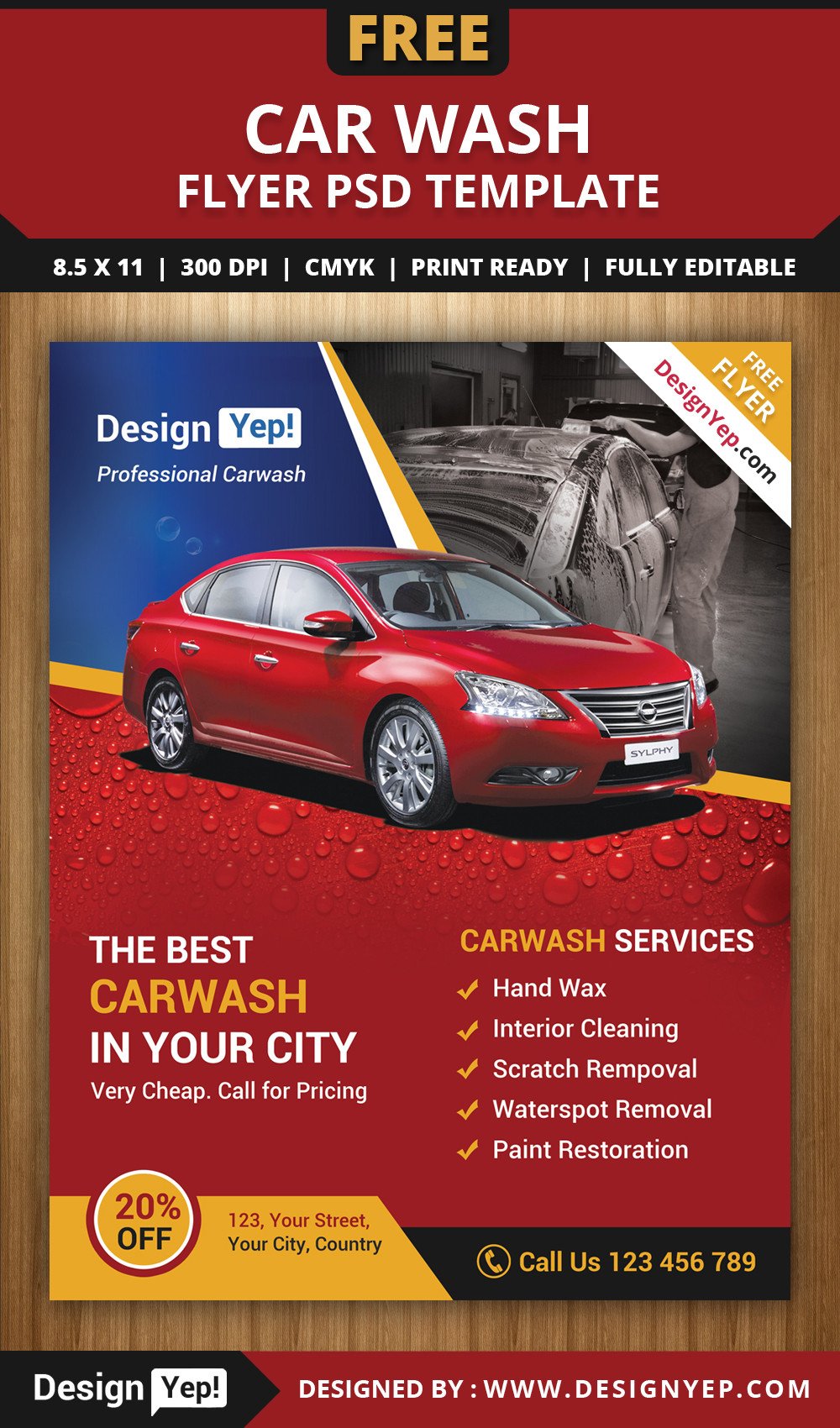 Free Car Wash Flyer PSD Template DesignYep