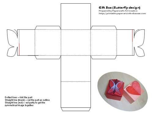 Printable butterfly and heart shaped tiny t box