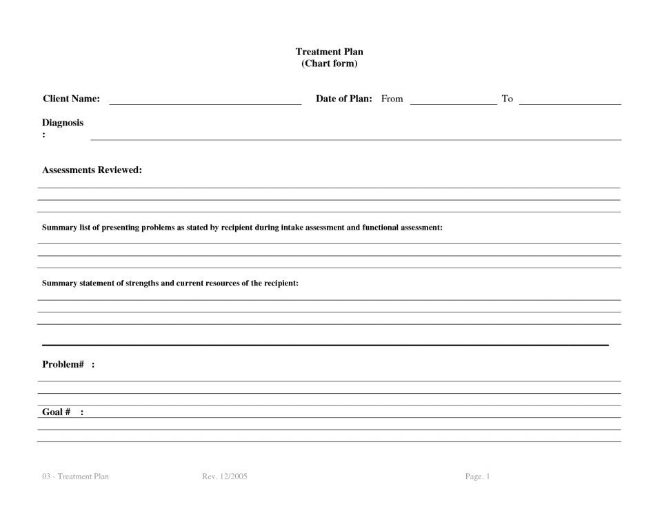 005 Individual Treatment Plan Template Counseling Therapy