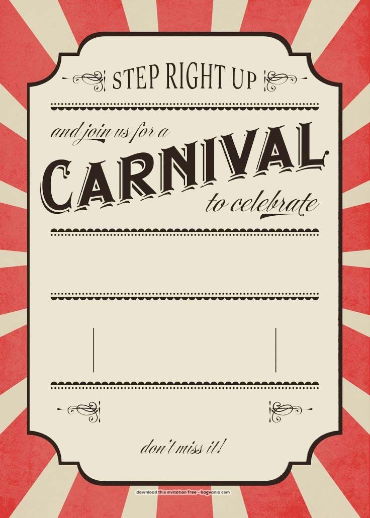 FREE Carnival Birthday Invitations – FREE Printable