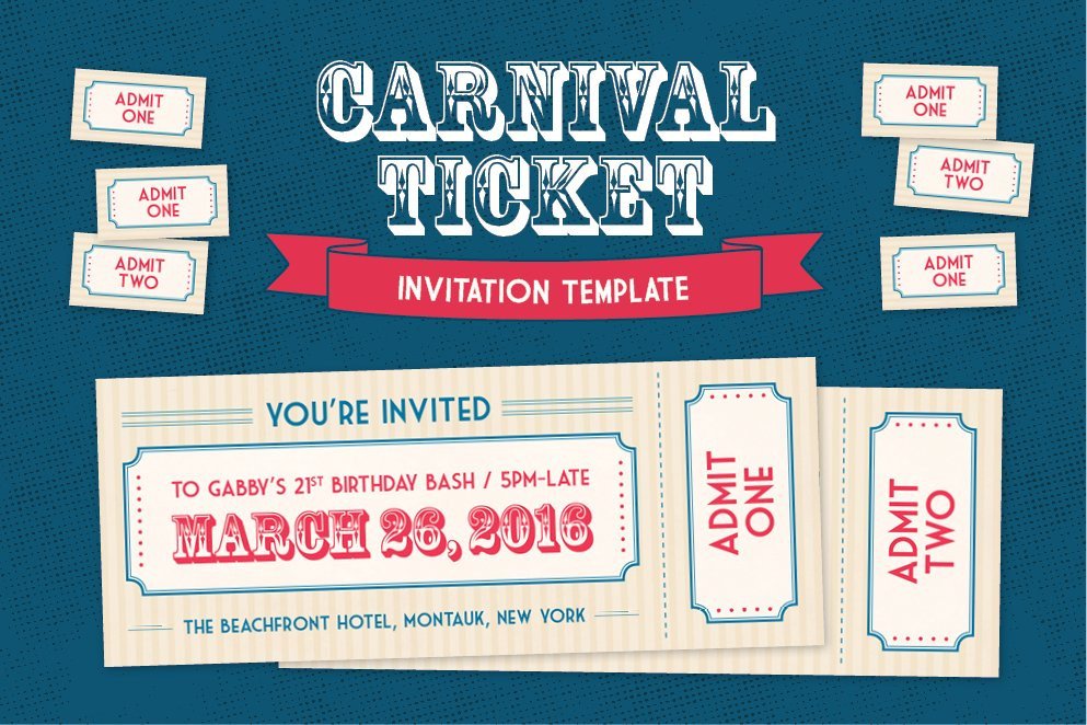 Carnival Ticket Invitation Template Invitation Templates