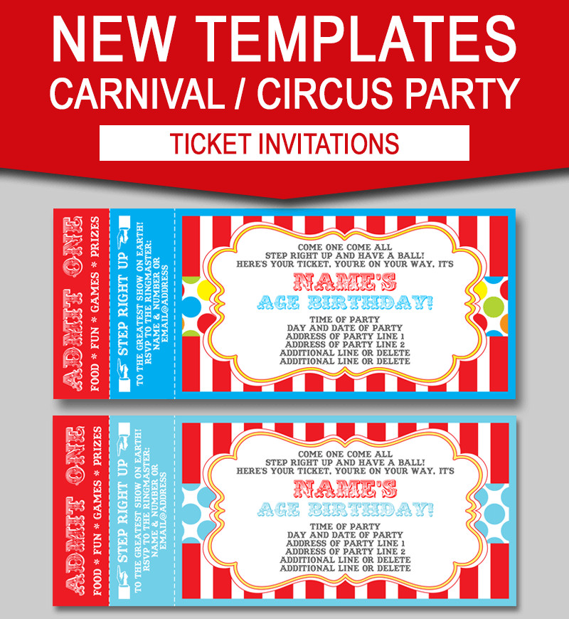 Editable Carnival Ticket Invitations