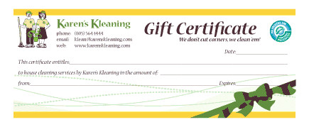 Gift Certificates for Cleaning Services