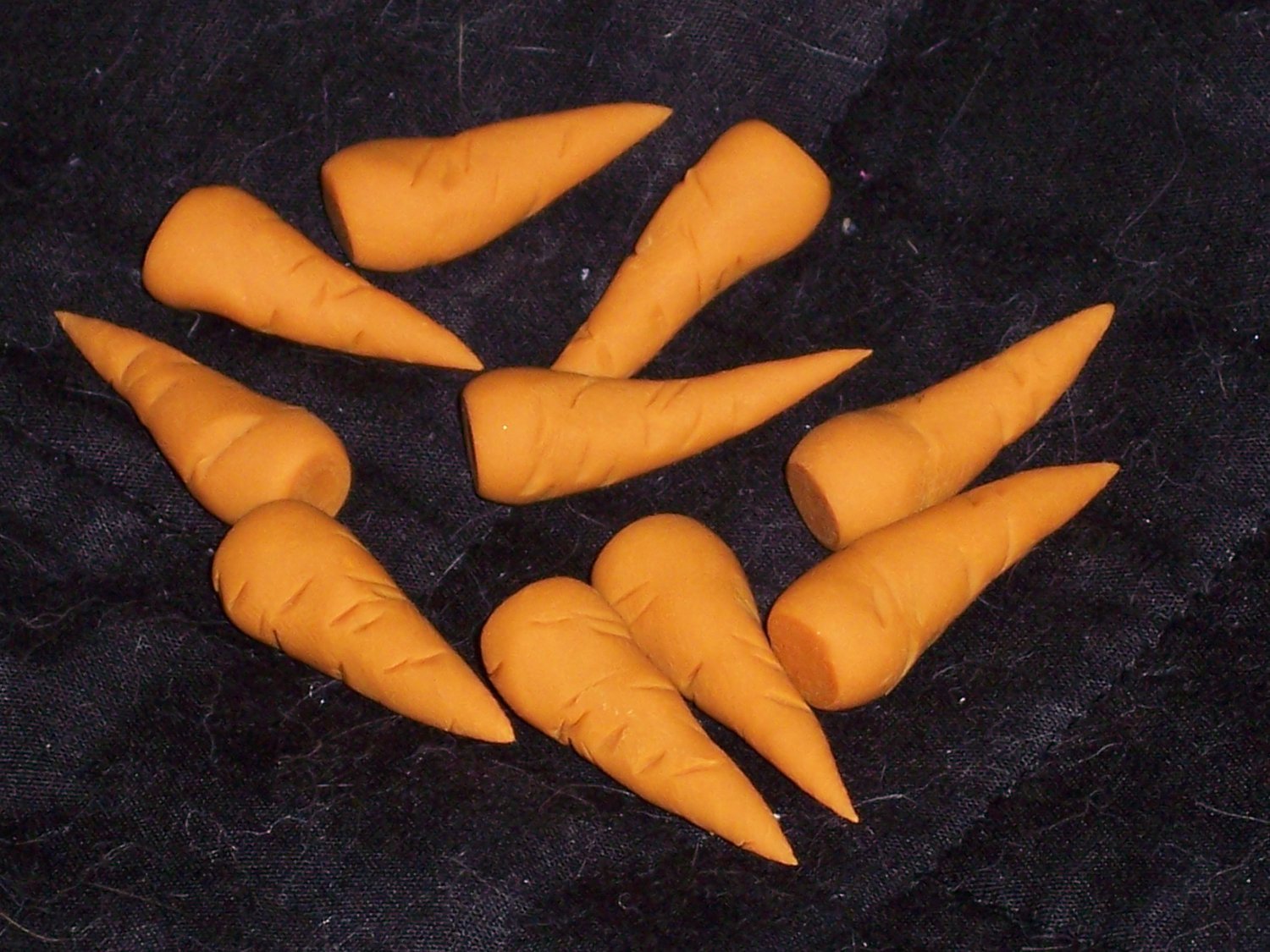 Carrot noses for snowmen handmade polymer clay 1" 10 pkg