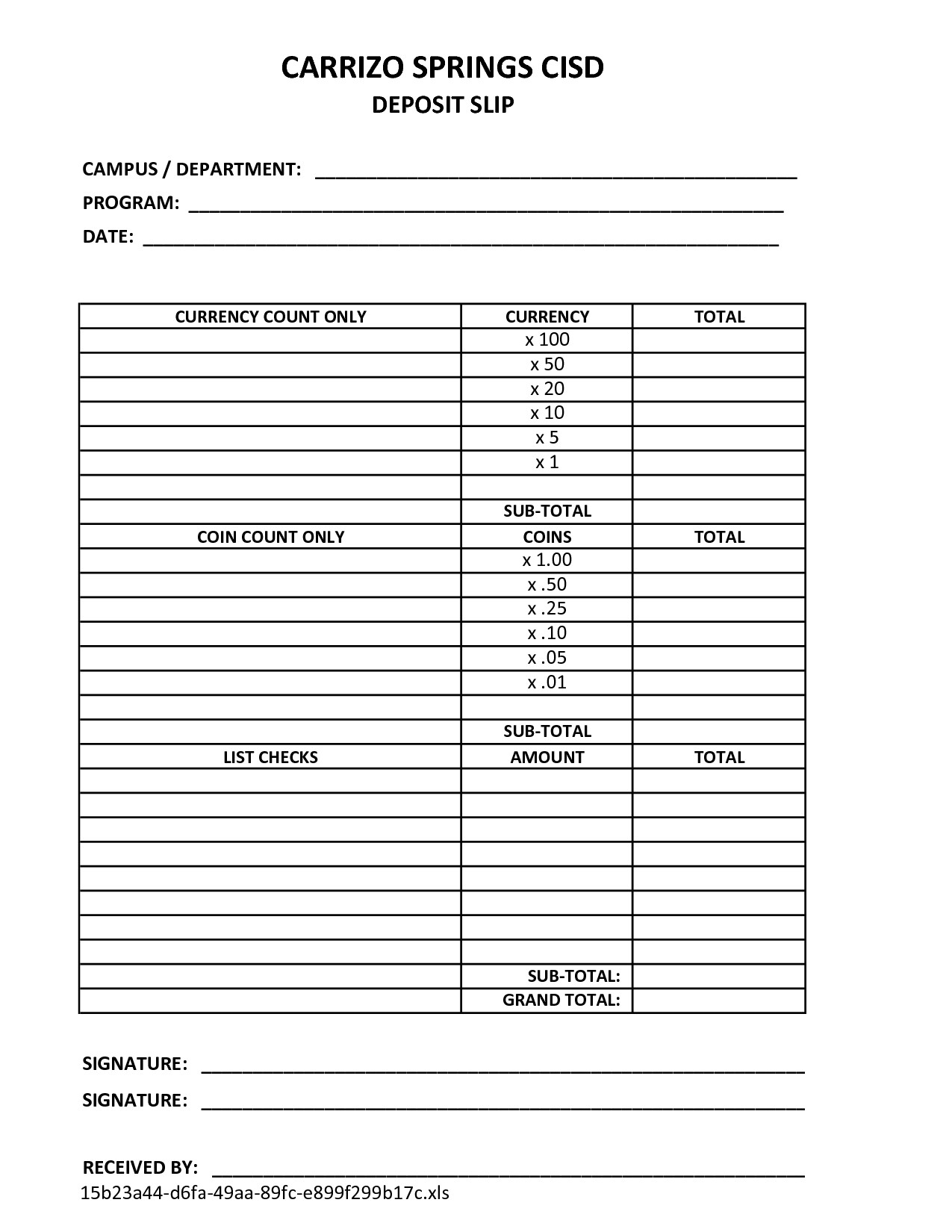 Cash Drawer Count Sheet Excel Work