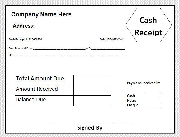 Sample Cash Receipt Template 30 Free Documents in PDF Word