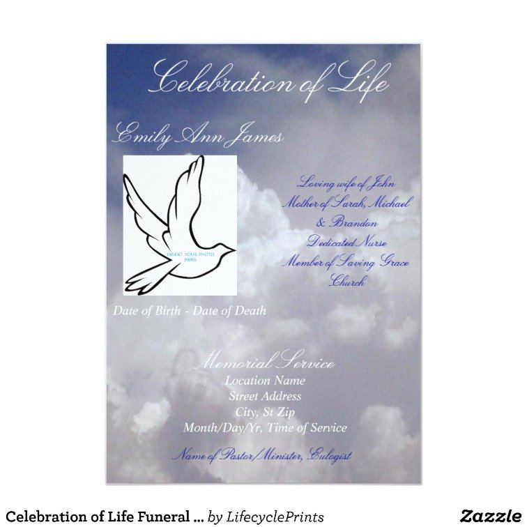 Celebration of Life Funeral Invitation Program Card