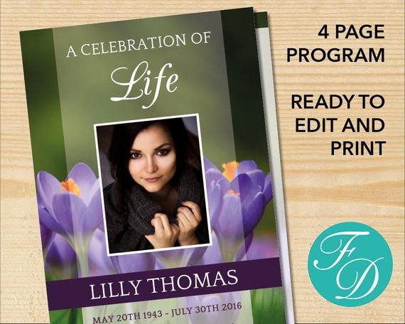 Celebration of Life Printable Funeral Program Template
