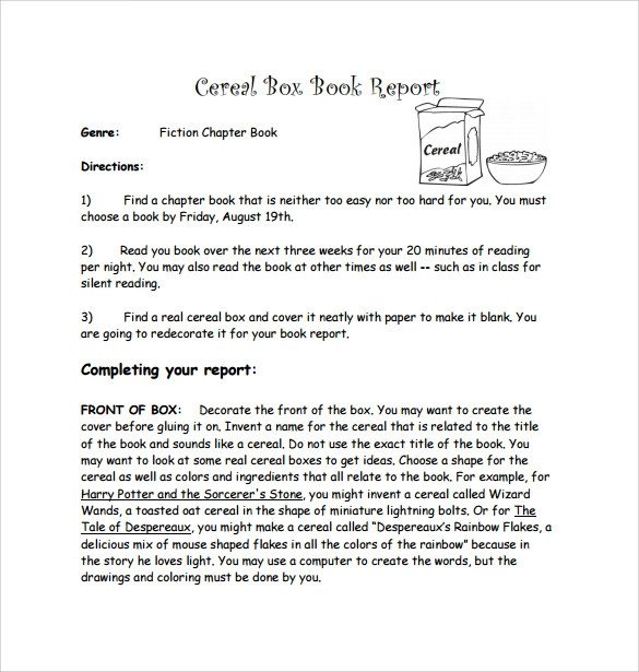 Cereal Box Book Report – 11 Free Samples Examples & Formats