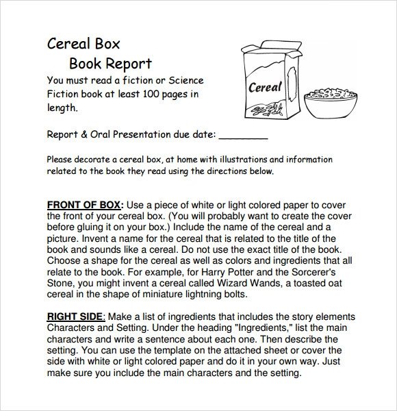 Sample Cereal Box Book Report 8 Documents In PDF WORD
