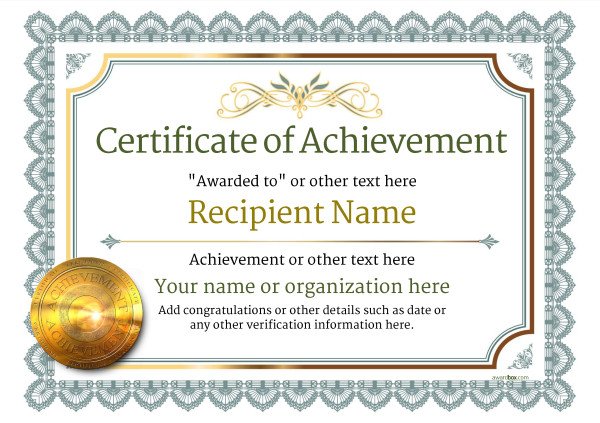 Certificate of Achievement Free Templates easy to use