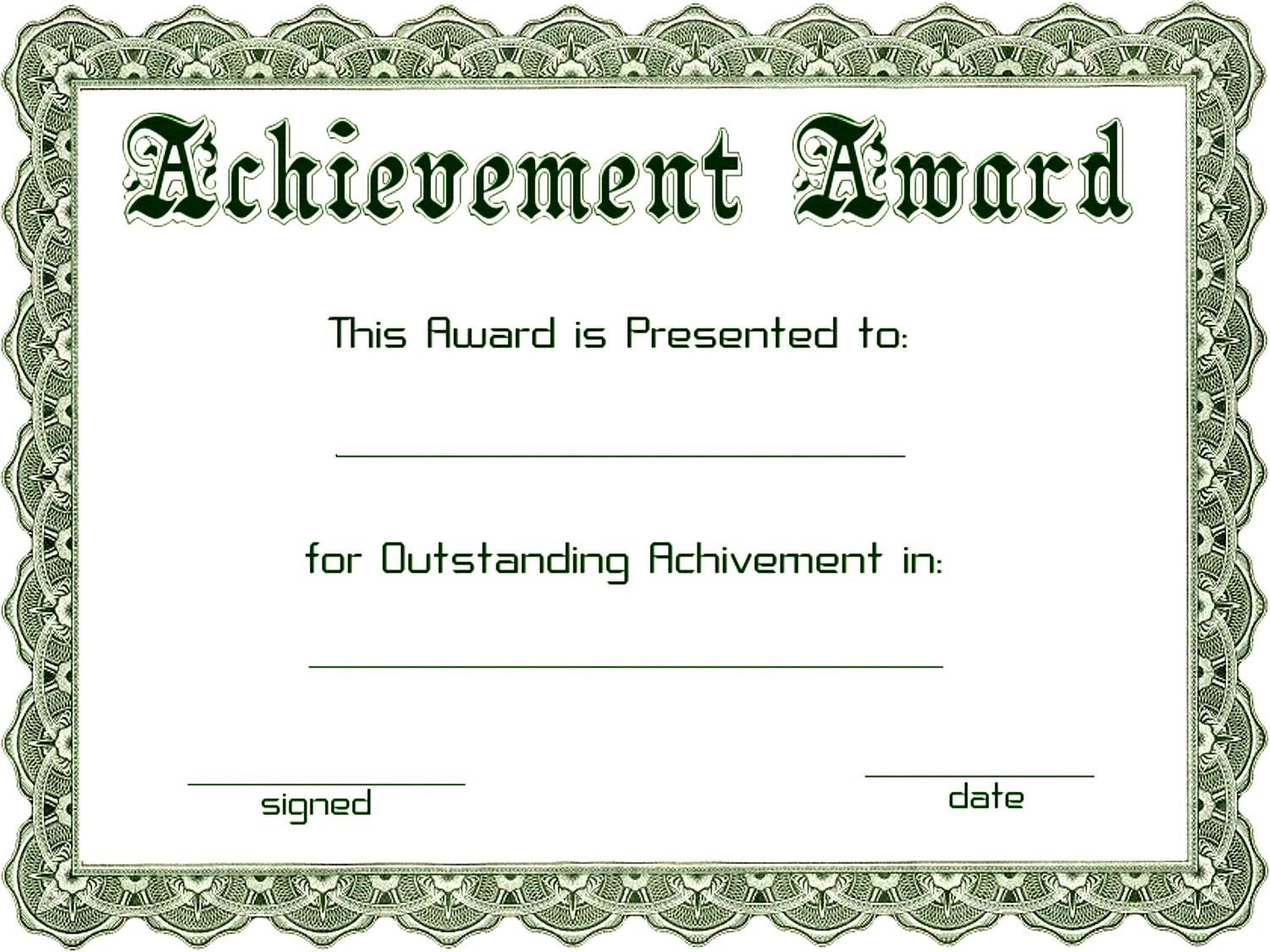 Excellent Achievement Award Template Word Example with