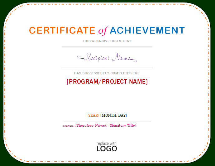 Certificate of Achievement Template Microsoft Word Templates