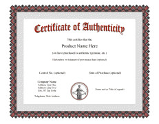 Certificate of authenticity templates