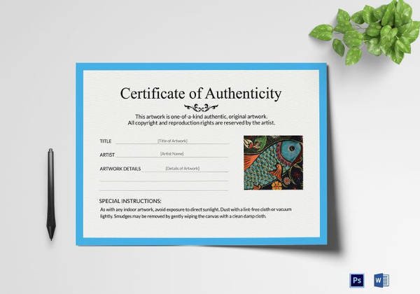 Certificate of Authenticity Template 8 Free Word PDF