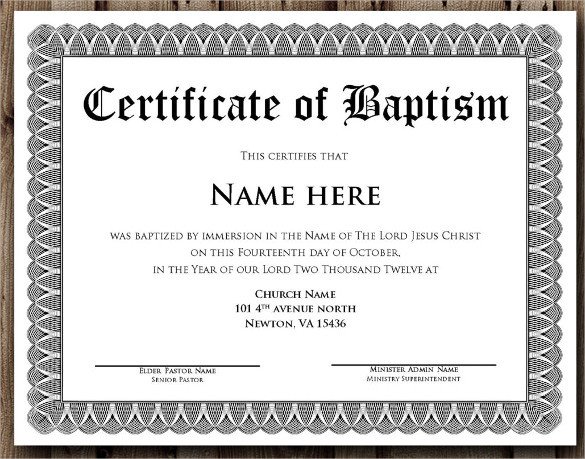 Baptism Certificate 14 Free Samples Examples Format