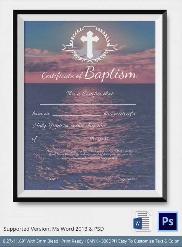 Sample Baptism Certificate 20 Documents in PDF WORD PSD