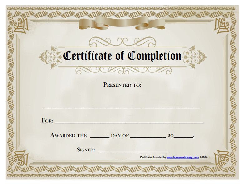 18 Free Certificate of pletion Templates