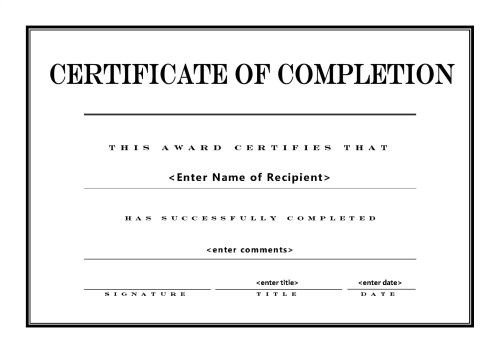 Certificate pletion Template