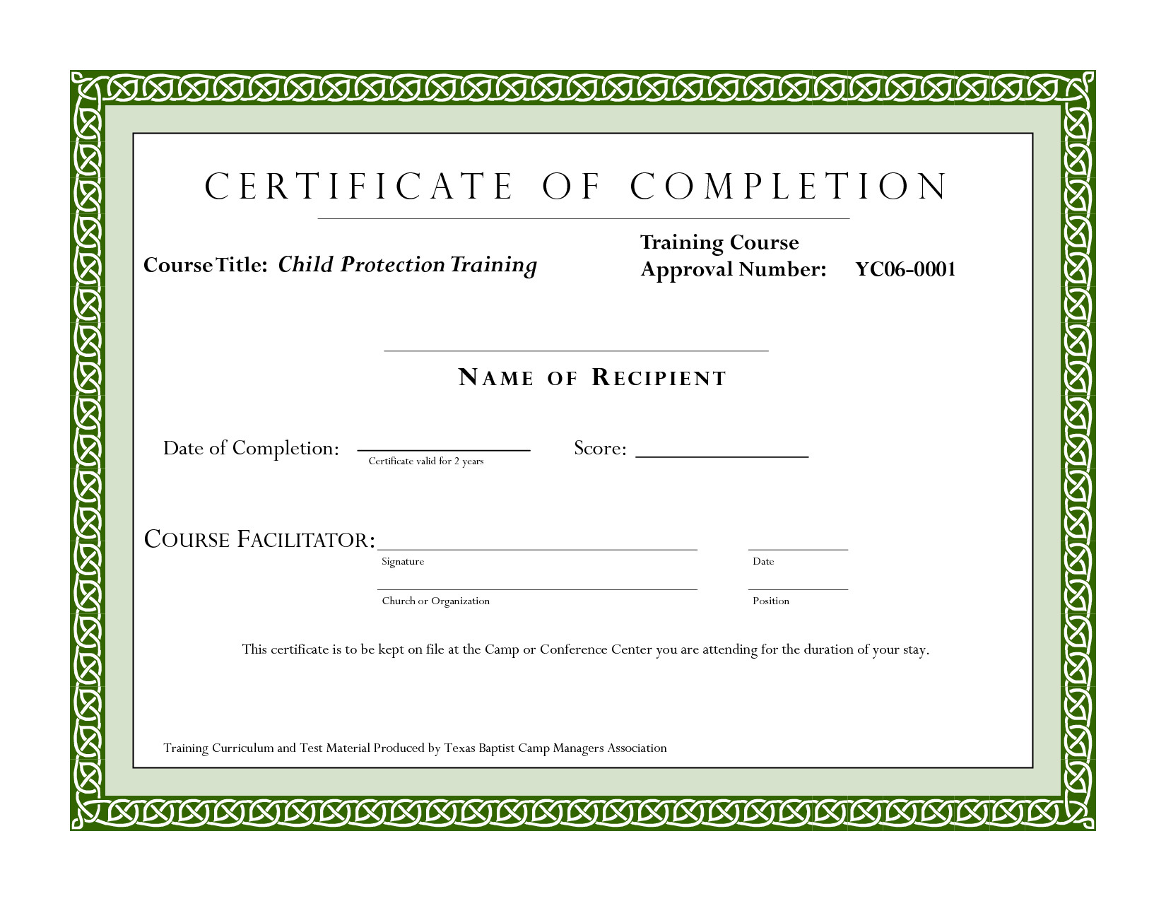 Course pletion Certificate Template