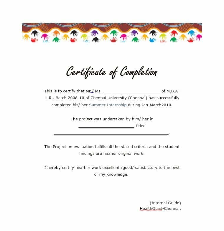 40 Fantastic Certificate of pletion Templates [Word