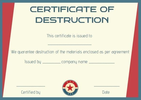 certificate of destruction template