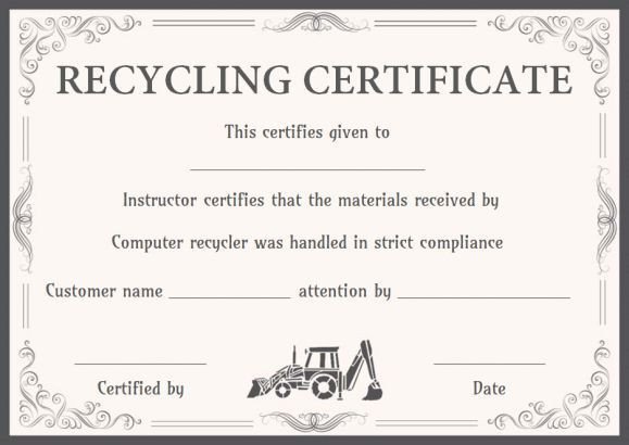 certificate of product destruction template