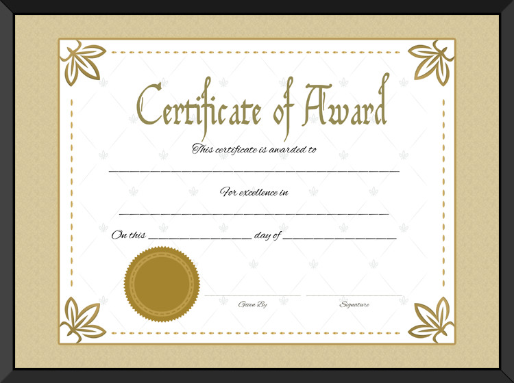 Award Certificate of Excellence Template