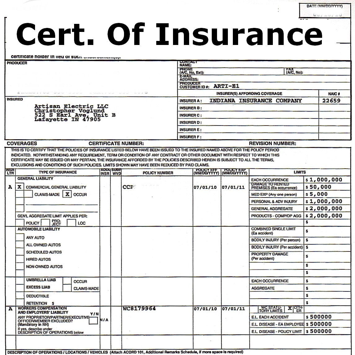 Certificate Insurance