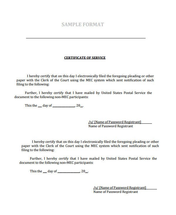 Certificate of Service Template 11 Word PDF PSD AI